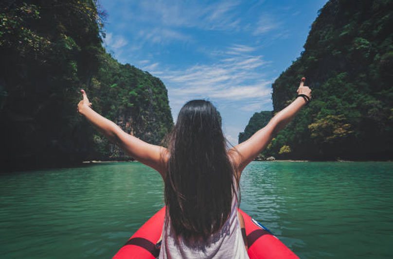 Kayaking between limestone cliffs on the Phang Nga Bay Day Trip